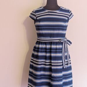 Nine West Navy and White Striped Dress